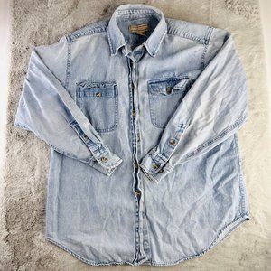 Vtg‎ Cambridge Clothing Co Mens Shirt Medium Chambray Work Button Down Pockets